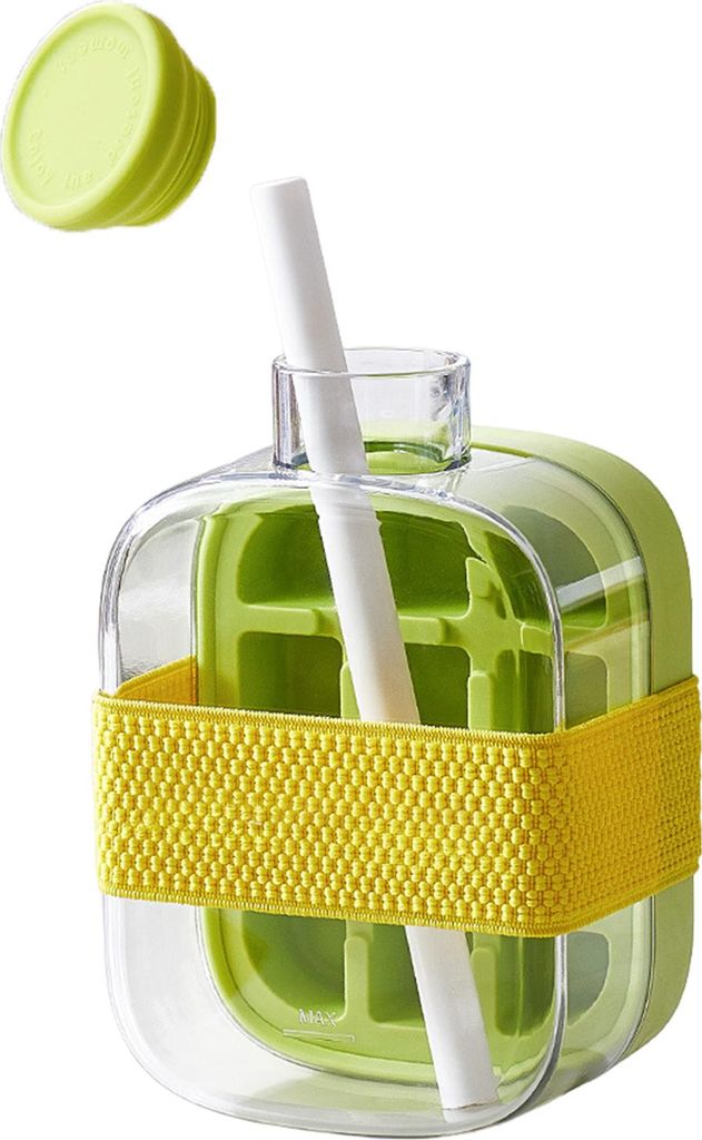 Eiswürfelschale für Wasserflaschen, zum Kaltpressen, 2-in-1-Eiswürfelform und Wasserkocher, schnelle Eisherstellung, tragbare Flasche, leicht zu...