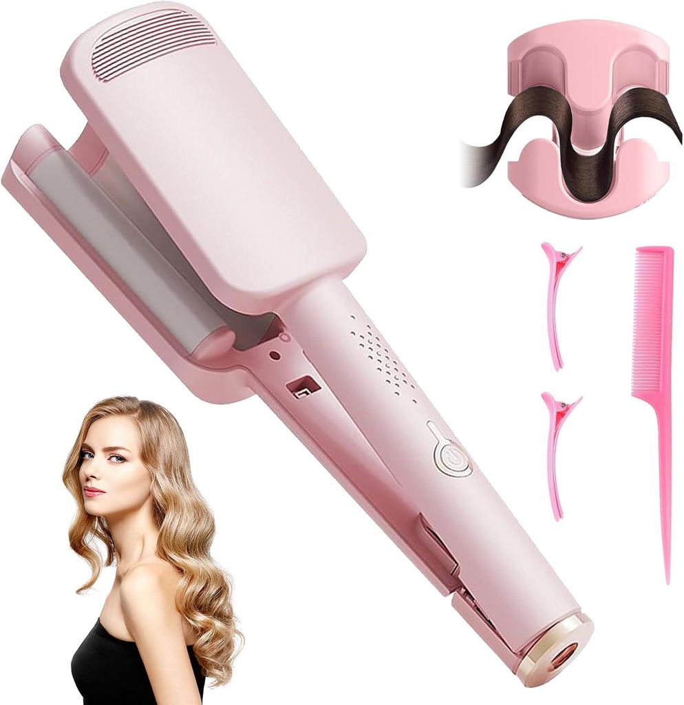 Lockenstab Große Wellen, Welleneisen für Haare, 32mm Locken für französische Eierrollen, Lockenstab große Locke mit 4 Einstellbarer Temperaturen