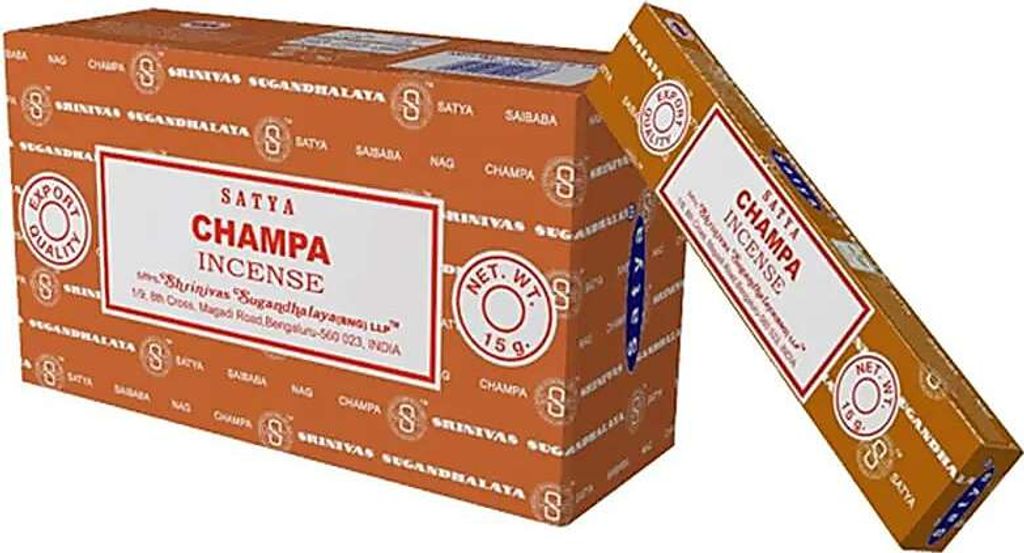 Räucher Set Räucherstäbchen Satya Champa -- 15 g + Räucherhalter Mondphasen rosa