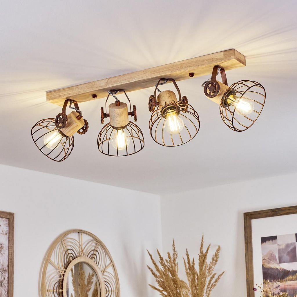 Cotes »Cotes« Deckenlampe, Holz/Metall, Natur/Rostfarbene Produktbild 