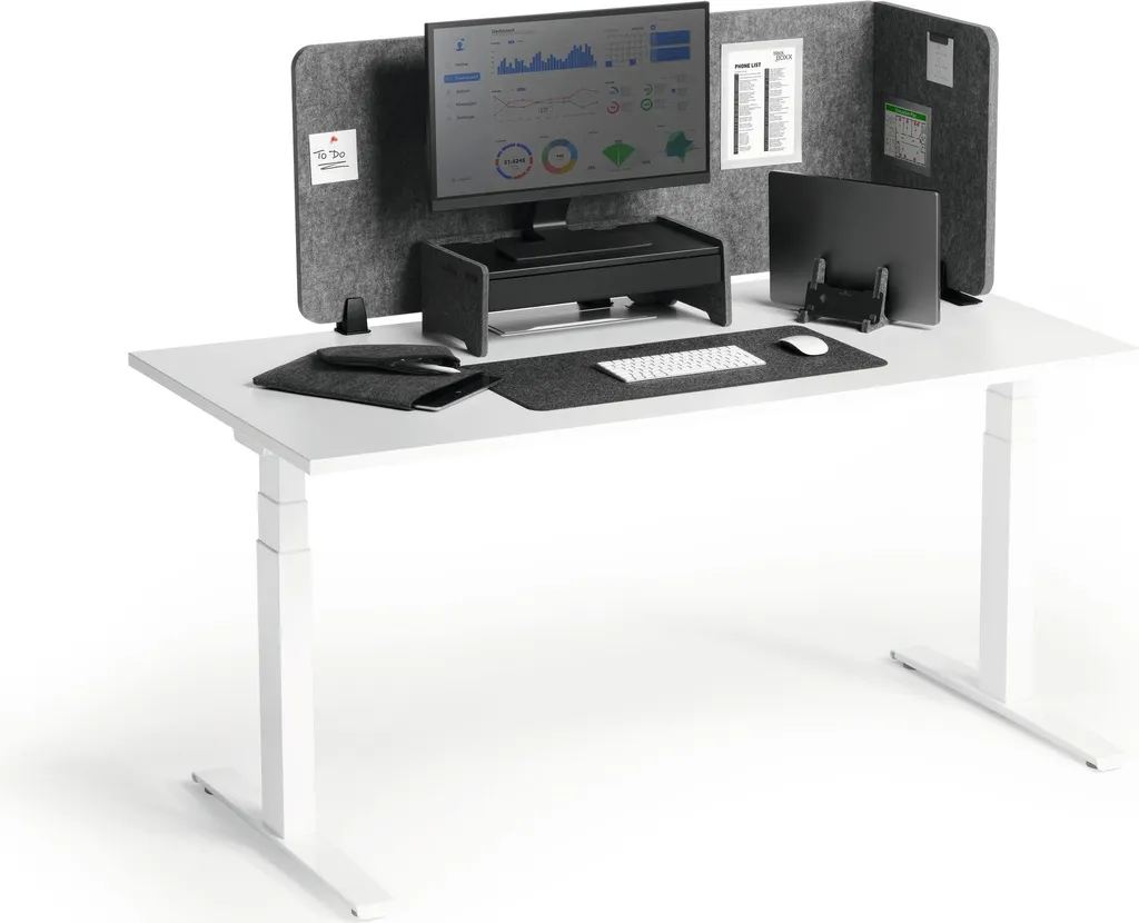 Panneau de séparation de bureau Gris 160cm Durable EFFECT Style Moderne - 6