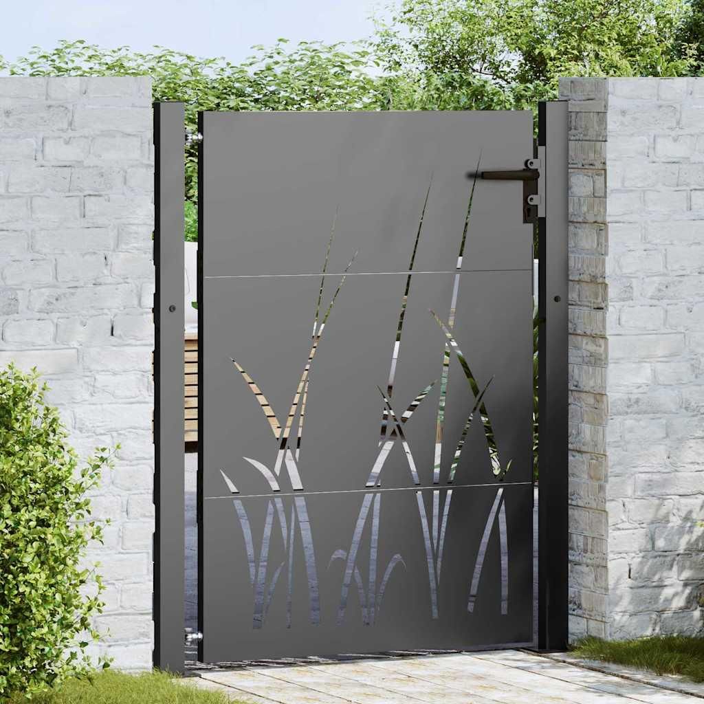 Gartentor Schwarz 110 x 130 cm Pulverbeschichteter Stahl