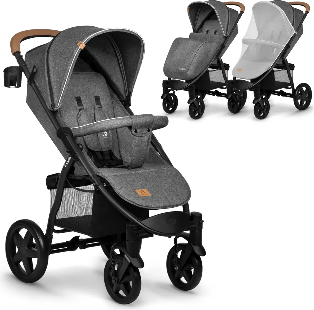 Lionelo Annet Plus Poussette Inclinable Gris Foncé avec Guidon Marron