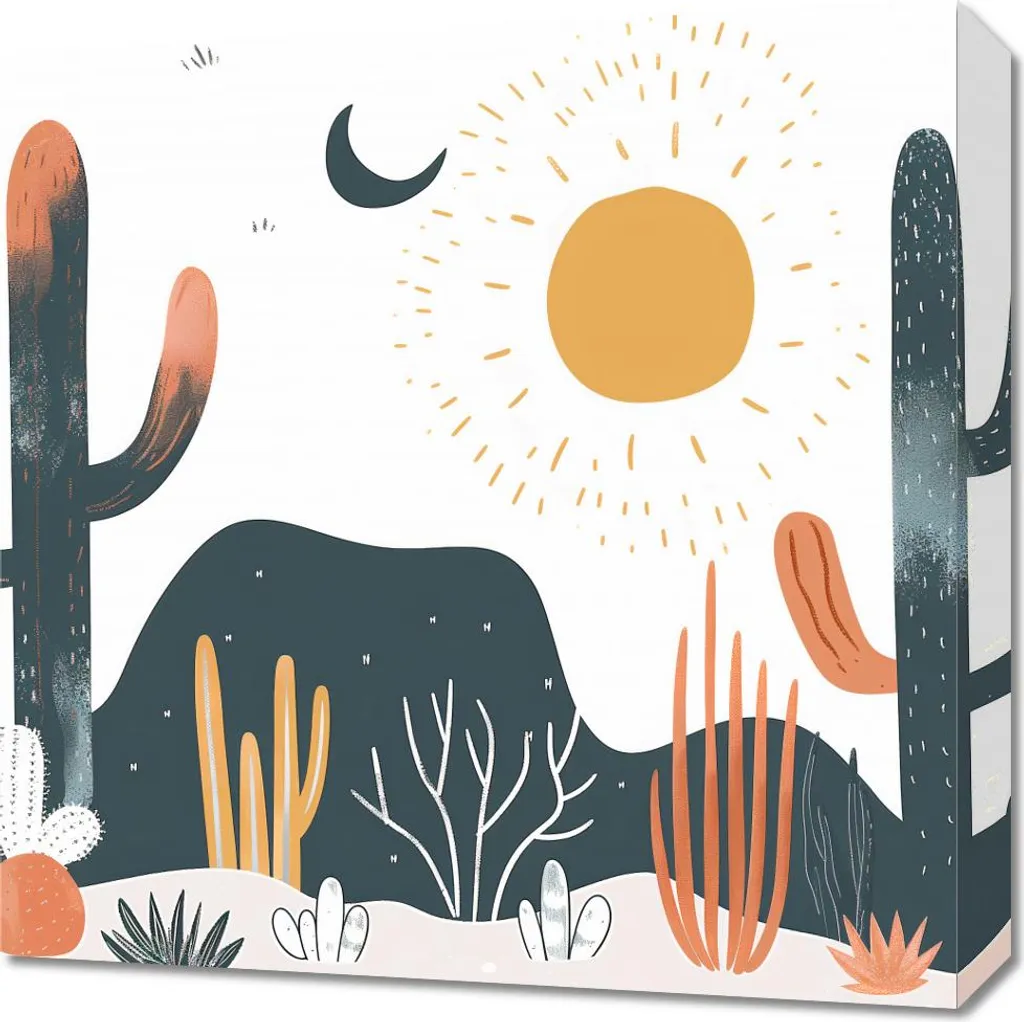 Decorazione Parete Cactus al Tramonto 50x50 - Quadro Moderno Design