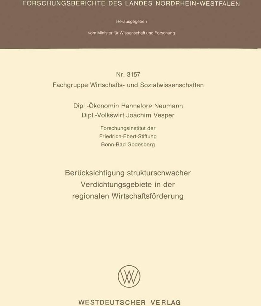 Berücksichtigung strukturschwacher Verdichtungsgebiete in der regionalen Wirtschaftsförderung