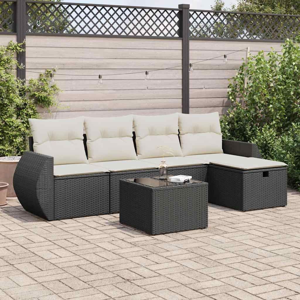 Maison Exclusive - 6-tlg. Garten-Sofagarnitur mit Kissen Schwarz Poly Rattan