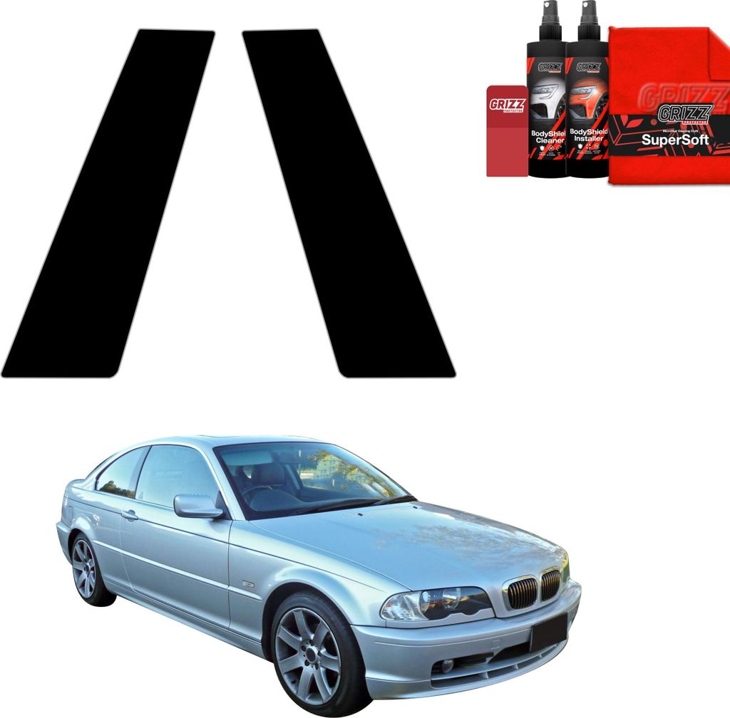 2in1 Schwarze Grizz Protector schutzfolie für B-Säule - BMW 3 E46 Coupe Pre-LCI (1999-2002)