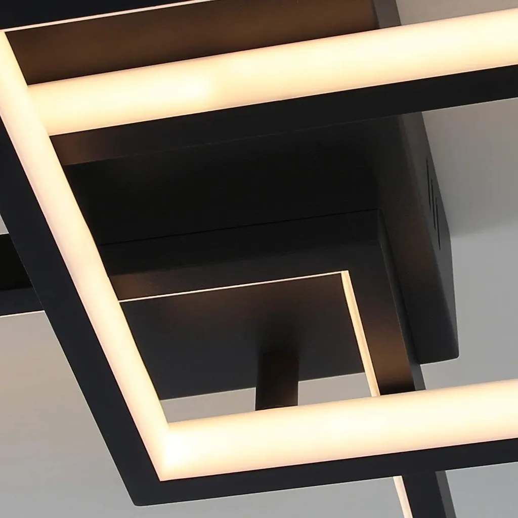 ZMH Plafonnier LED Noir 64W Variable avec Télécommande Design Moderne