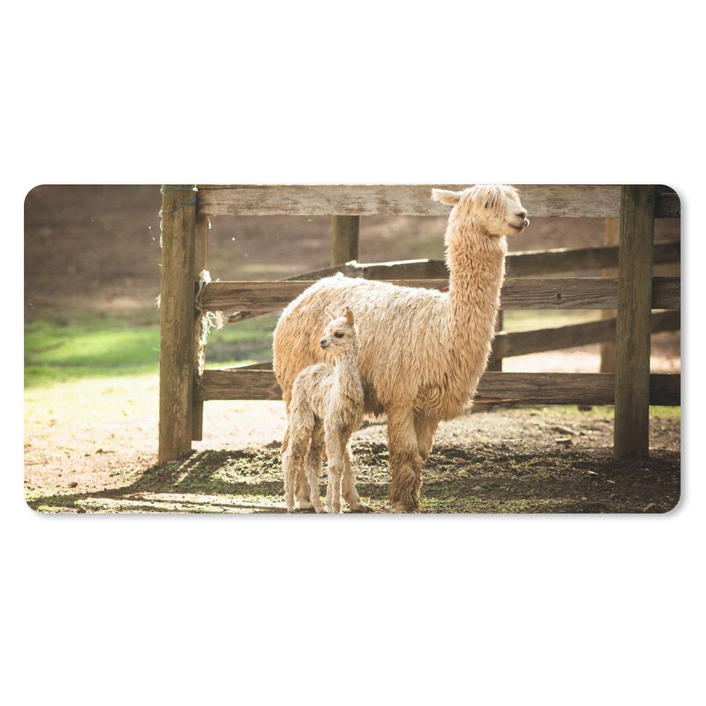 MuchoWow Mauspad Mousepad Alpaka - Baby - Mutti 60x30 cm - Mousepads - Maus Mat - Pad - Mausunterlage - Nachhaltig