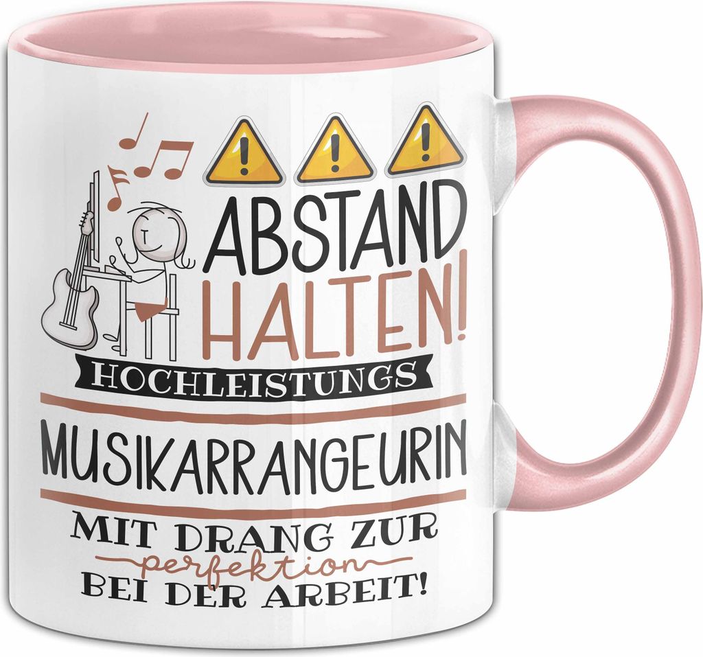 Musikarrangeurin Tasse Geschenk Lustig Abstand Halten Hochleistungs-Musikarrangeurin Mit Drang Zur Perfektion Bei Der Arbeit (Rosa)
