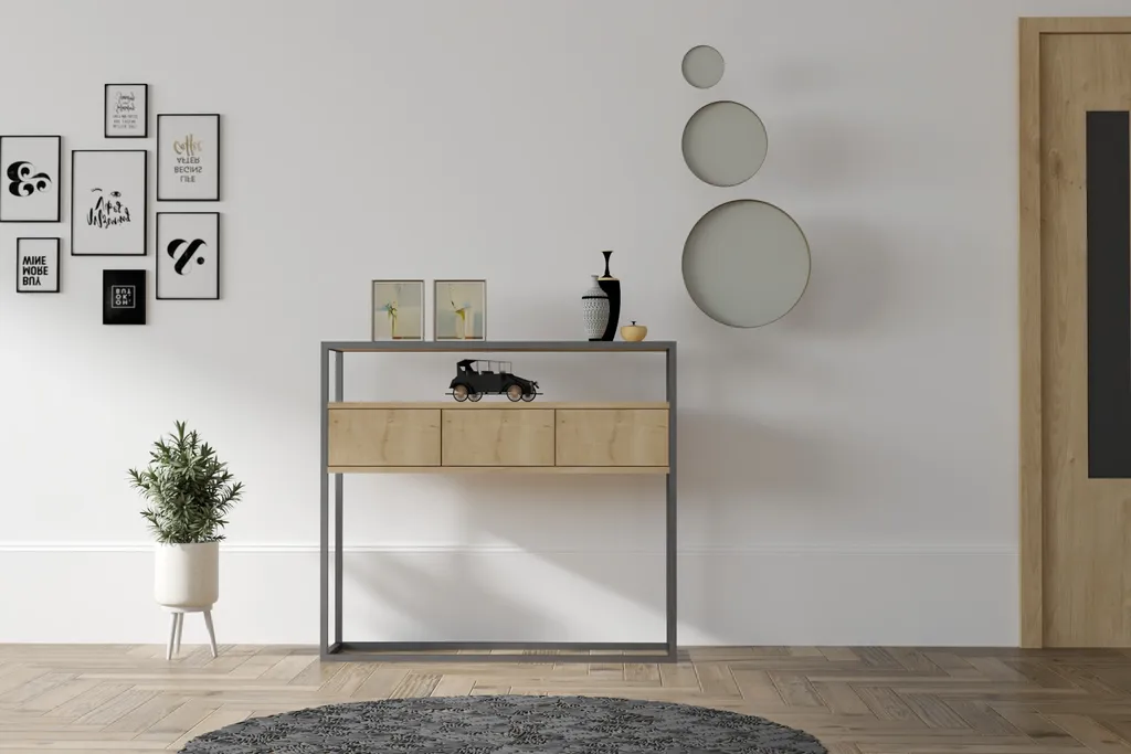 Console en mélaminé espagnol Guarda Sapphire, table d'appoint de 90cm - 2