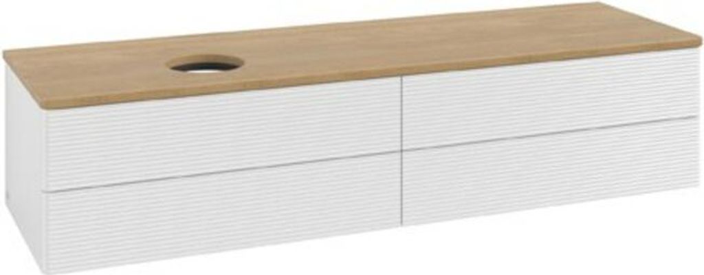 V&B Waschtischunterschrank mit Frontstruktur Antao 160x50cm, WBP-farbe hon. Oa, glo wh. Lac