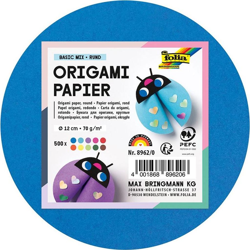 Vouwblaadjes rund 18cm - Buntes Bastelpapier für Kinder Produktbild 