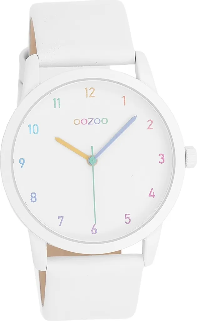 Oozoo orologio da donna in pelle orologio analogico al quarzo bracciale bianco Timepieces D2UOC11059