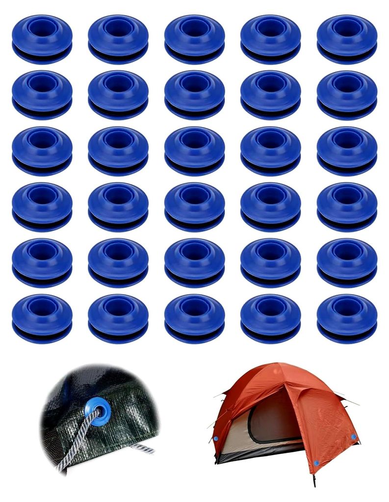 Ösen Set blau für Planen, 30 Stück Kunststoffösen für Abdeckplanen, Textilplanen, Vorhänge, Zelte und Poolplanen (27x27x11mm)