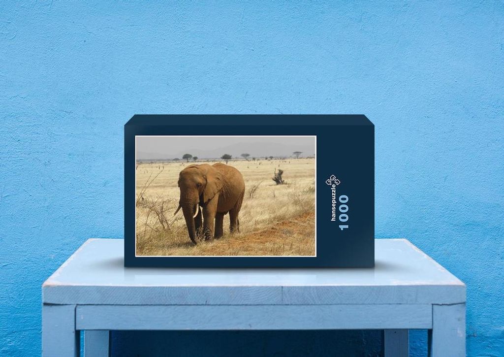 hansepuzzle 81642 - Elefant Puzzle, 1000 Teile, Natur, 60,0 x 46,0cm mit hochwertiger Aufbewahrung, Kartonbox und wiederverschließbarem Beutel