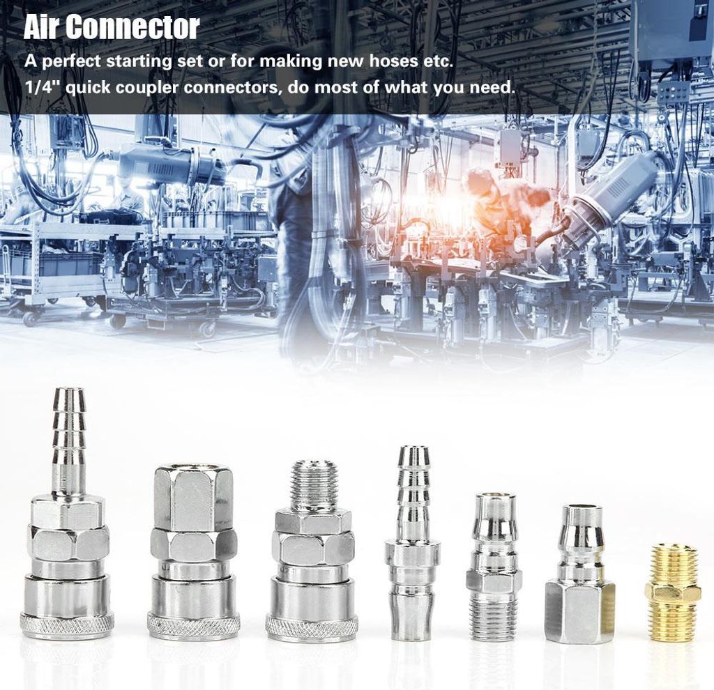 18-teiliges Schnellkupplungs-Set für Druckluftschlauchanschlüsse (1/4") für Druckluft-Eisenteile