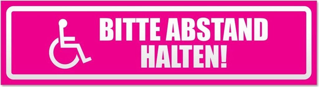 Bitte Abstand halten! Motiv 1 invertiert Magnetschild Schild magnetisch - 45cm Pink - Magnetfolie für Auto PKW Kfz