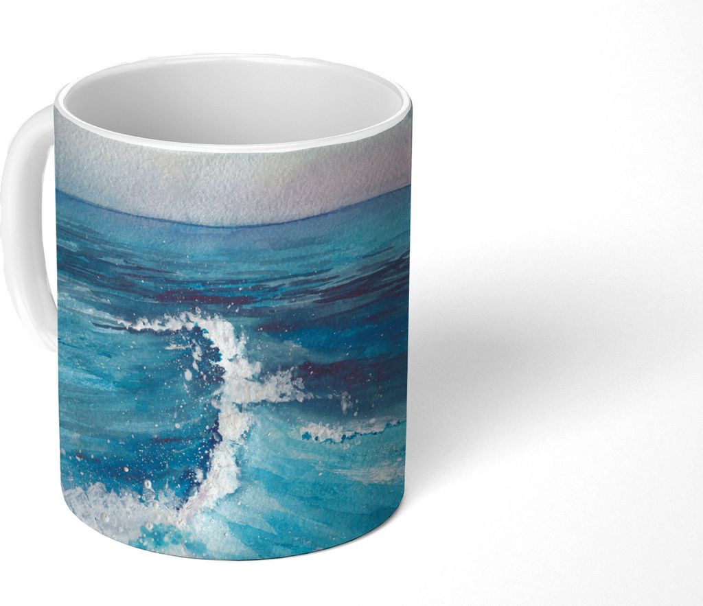 MuchoWow Tasse Kaffeetasse Kaffeebecher 350 ml Meer - Golf - Aquarell Teetasse - Fototasse - Becher - Keramikbecher - Teebecher - Kaffeetasse - B...