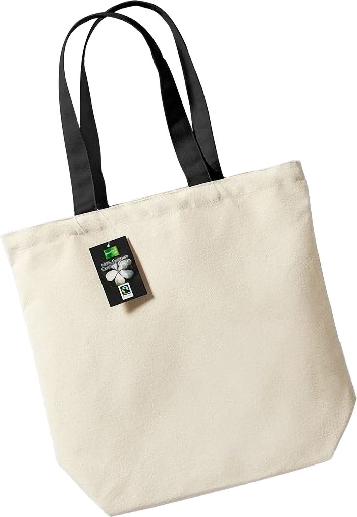 Westford Mill W671 | Fairtrade Camden Shopper 28 x 38 x 12 cm - Farbe: Natural/Black - Größe: One Size