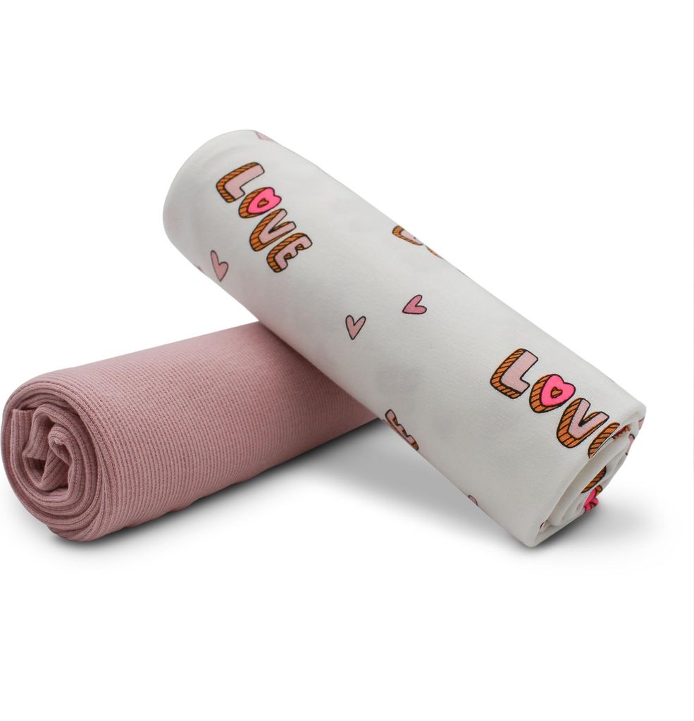 Stoffpaket 0,5m Jersey + 0,5m Bündchenstoff Meterware zum Nähen von Kinderkleidung Kinderstoff 100 Jerseystoff Set 13 Neon Love