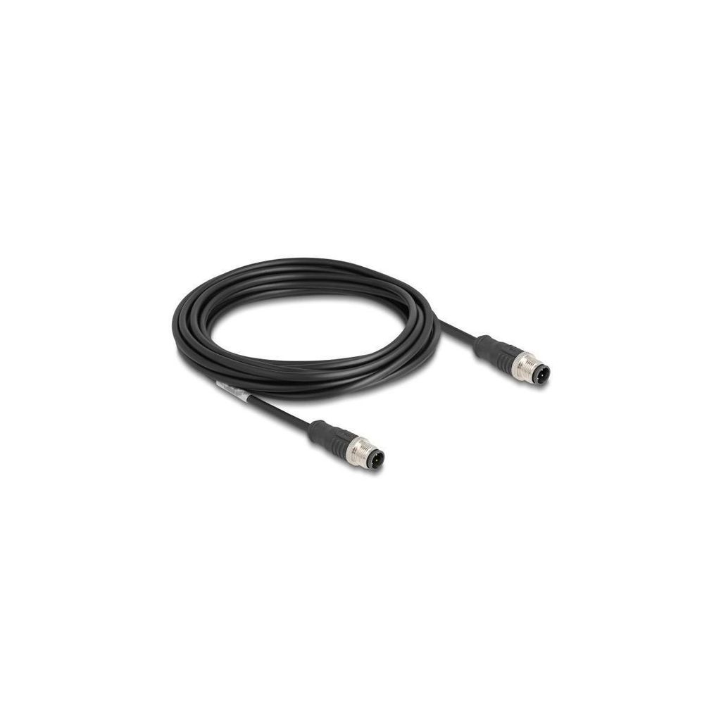 Delock - Netzwerkkabel - M12 (4-polig) (M) zu M12 (4-polig) (M) - 5 m - 5 mm - S/FTP - CAT 5e - D-kodiert - Schwarz