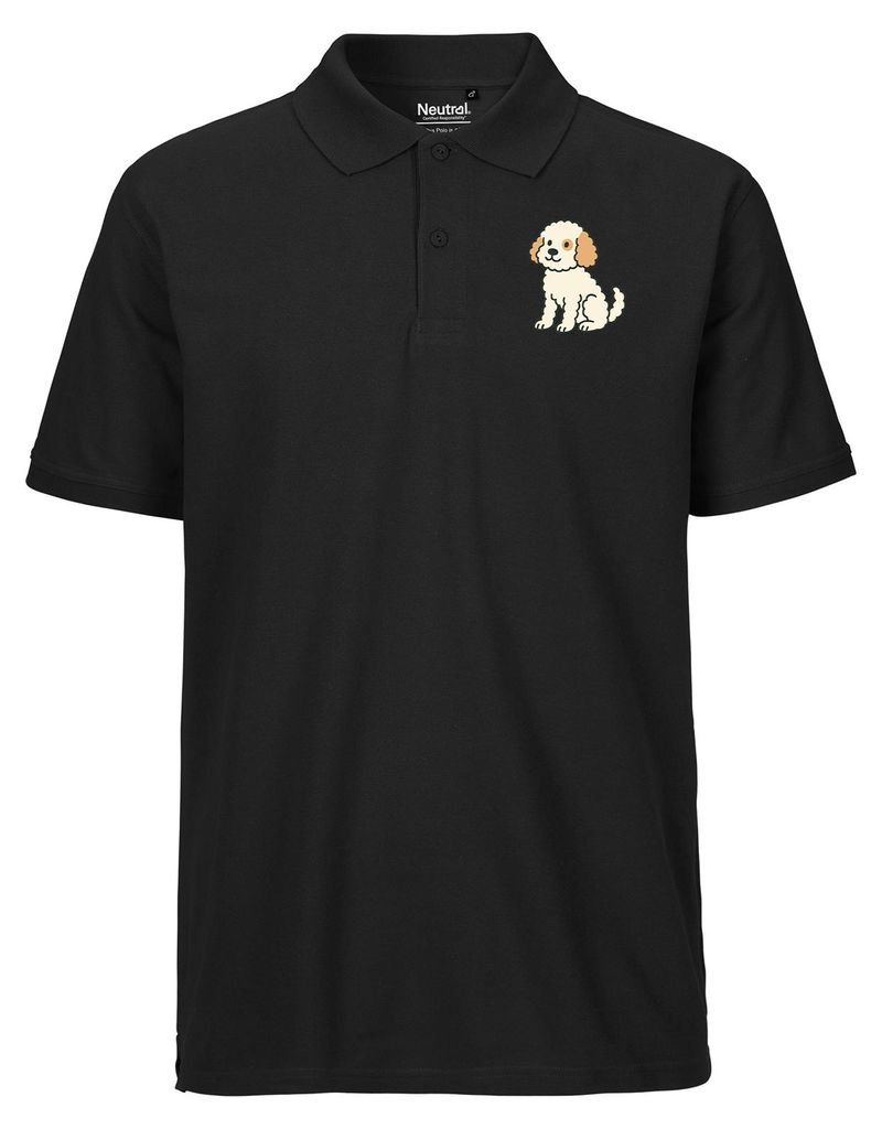 Huuraa Herren Polo Shirt Cavapoo Comic Caviepoo M Black Bio Baumwolle Fairtrade Poloshirt Geschenkidee
