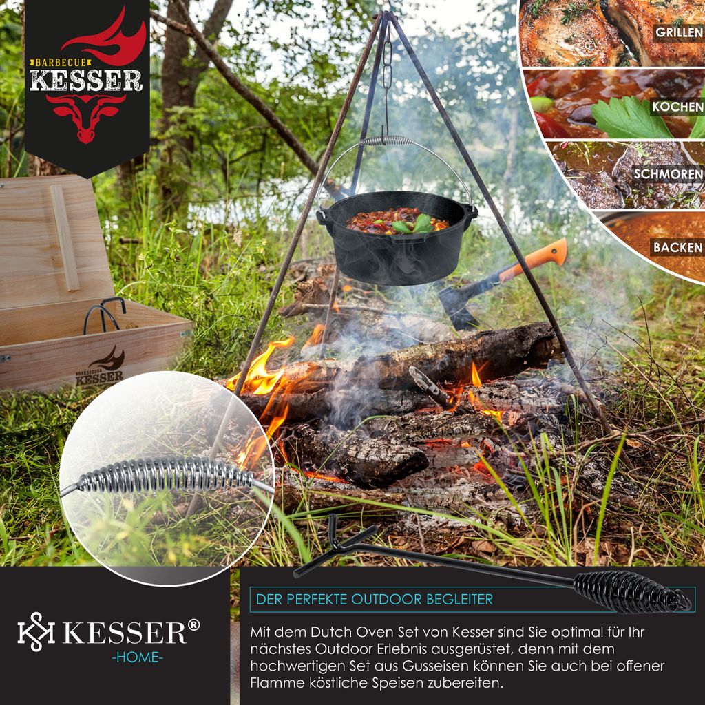 KESSER® Dutch Oven Set in Holzkiste mit Dutch Oven Mit viel Produktbild 5