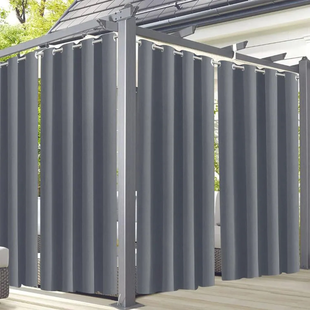 Rideaux imperméables gris clair isolants thermiques avec œillets inox