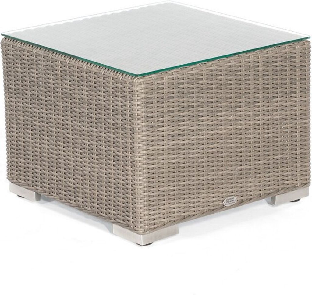 Sonnenpartner Residence Lounge-Tisch mit Glas Wetterbeständig 60x60cm stone-grey