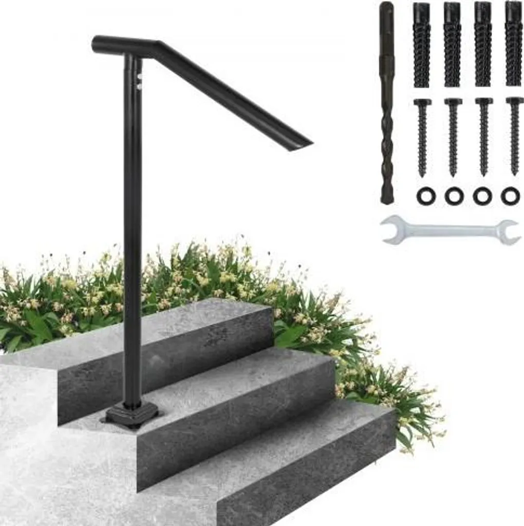 Elegante Corrimano VEVOR Nero | Ringhiera Metallo Esterno 1-3 Gradini