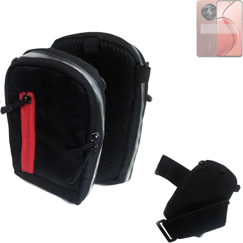 K-S-Trade Outdoor Gürteltasche Holster Umhängetasche kompatibel mit Realme P1 Pro 5G schwarz Handy Tasche Case travelbag Schutz Hülle Handy Hülle