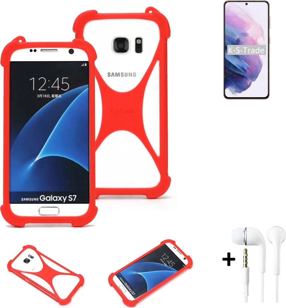 Handy-hülle + Kopfhörer kompatibel mit Samsung Galaxy S21 5G Exynos Schutz-hülle Bumper Silikon Schutz Hülle Cover Case Silikoncase Silikonbumper
