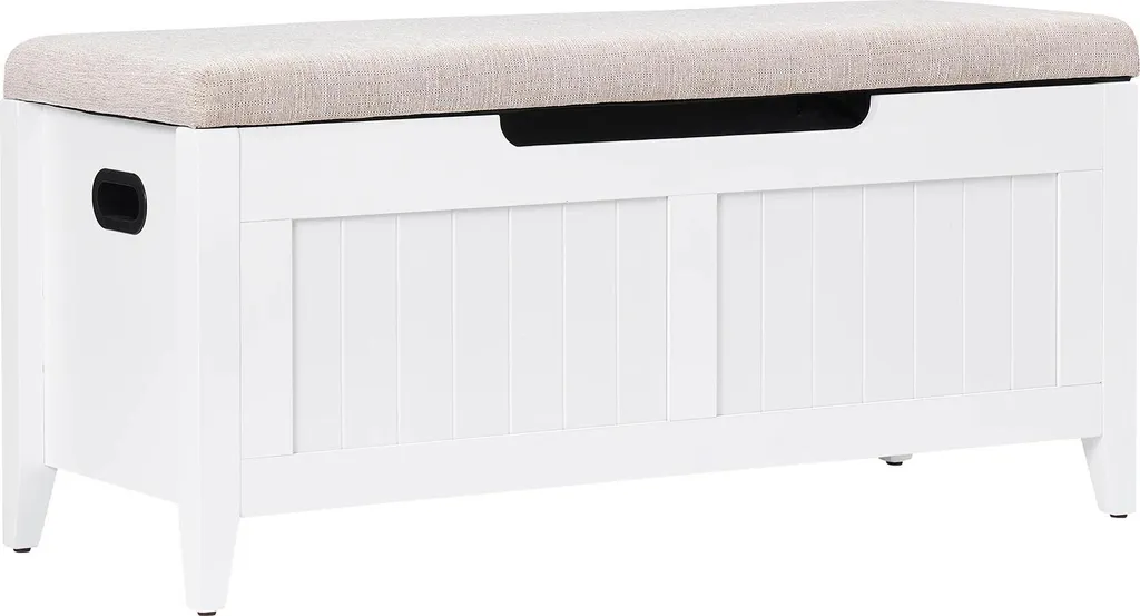 Banc de rangement coffre blanc sécurisé pour éviter le désordre chez soi