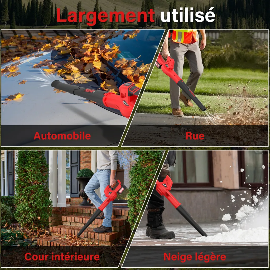 Souffleur de Feuilles Thermique à Batterie 210 km/h Réglable Complet - 6