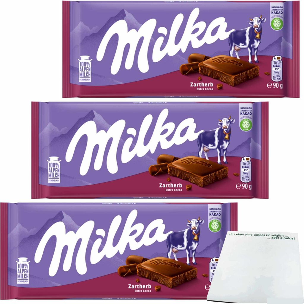 Milka Zartherb 3er Pack (3x90g Tafel) + usy Block