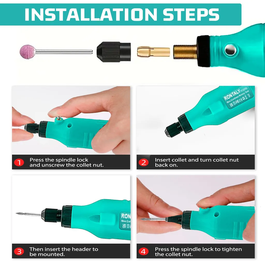 Mini ponceuse pour modélisme et bricolage de précision, 80 accessoires