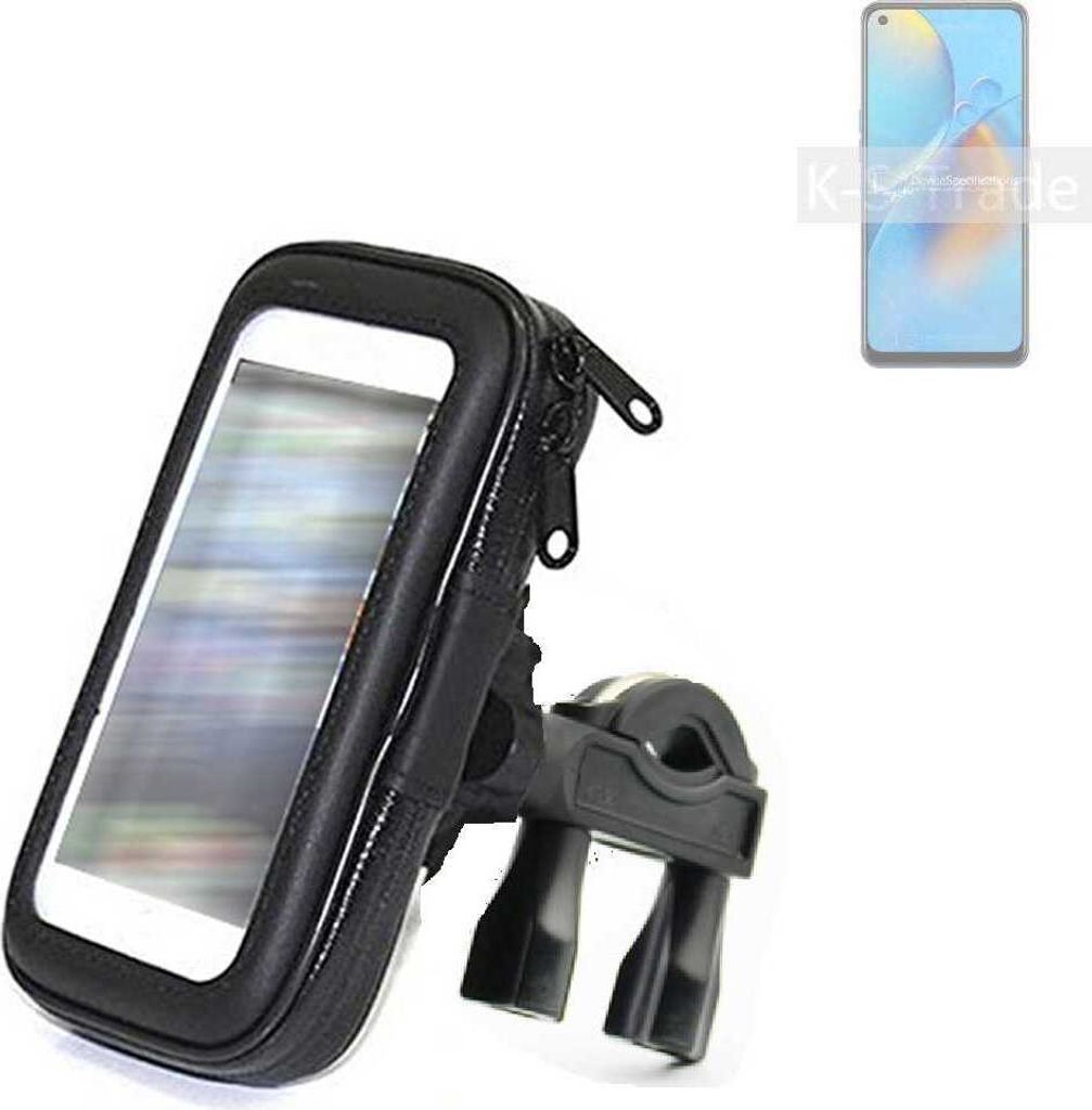 K-S-Trade Fahrrad-Halterung kompatibel mit Oppo F19 Handy-Halterung Halter Lenkstange Fahrradhalterung Motorrad Bike Mount Wasserabweisend regensicher