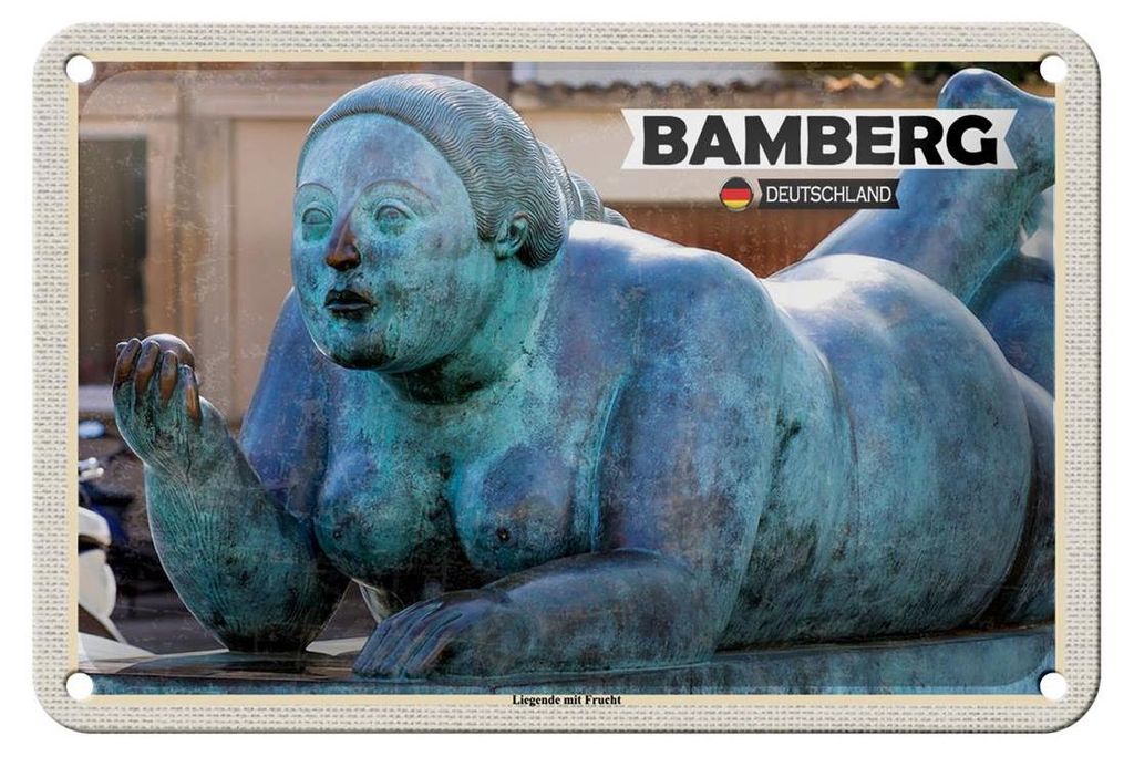 Blechschild Städte Bamberg Liegende mit Frucht Deko 18x12cm Schild