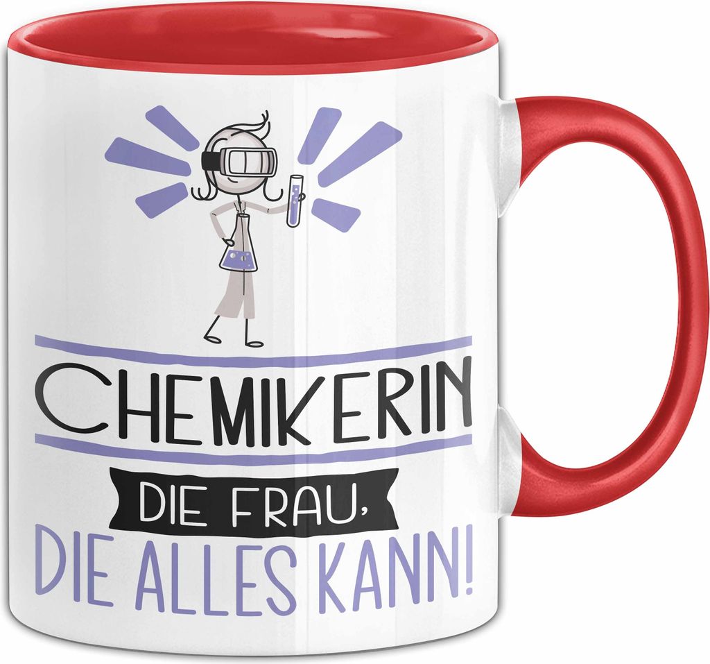 Chemikerin Geschenk Tasse Becher Die Frau Die Allen Kann Geschenkidee für eine Chemikerin Lustig (Rot)