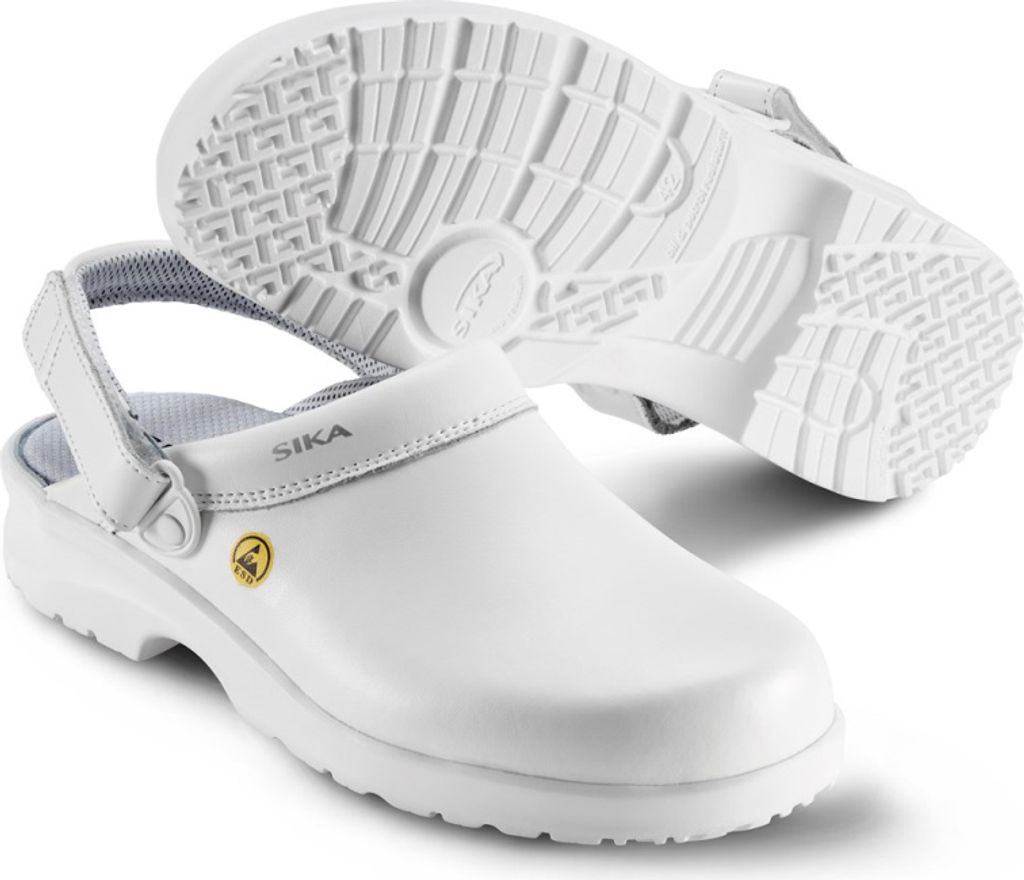 Sika Arbeitsschuh Fusion ESD offener Clog mit Fersenriemen Weiß-38