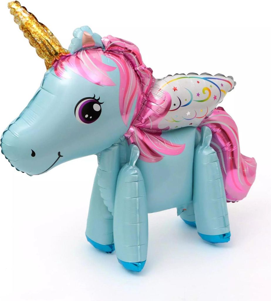 Palloncino in foil 3D unicorno, blu con criniera rosa, ca. Immagine del prodotto 