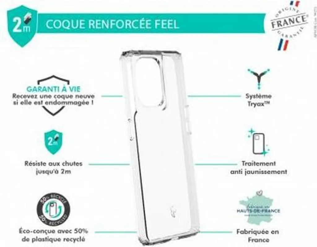 Custodia Force, cover rinforzata per Oppo Reno 8 FEEL, trasparente