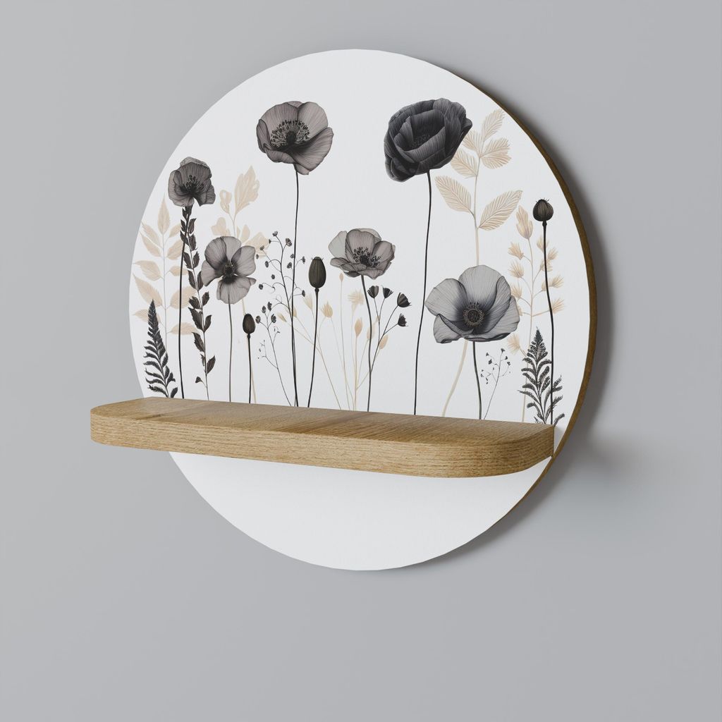 Rundes Wandregal POPPY ALLURE Eichendekor 34x34x11,8 cm, 20 kg Belastbarkeit
