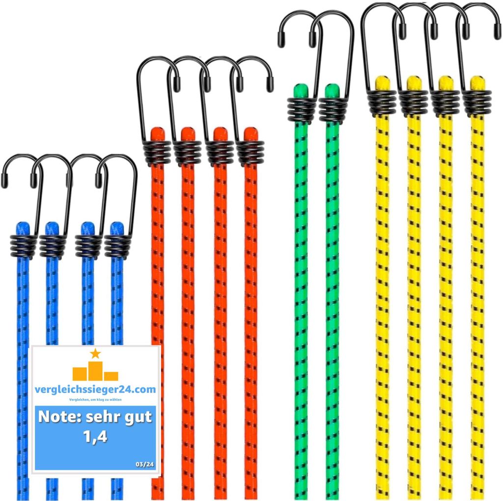 10x Expander mit Haken Gepäckspanner Spanngurte Extra Stark Spanngummis (10-St) 4 verschiedene Größe