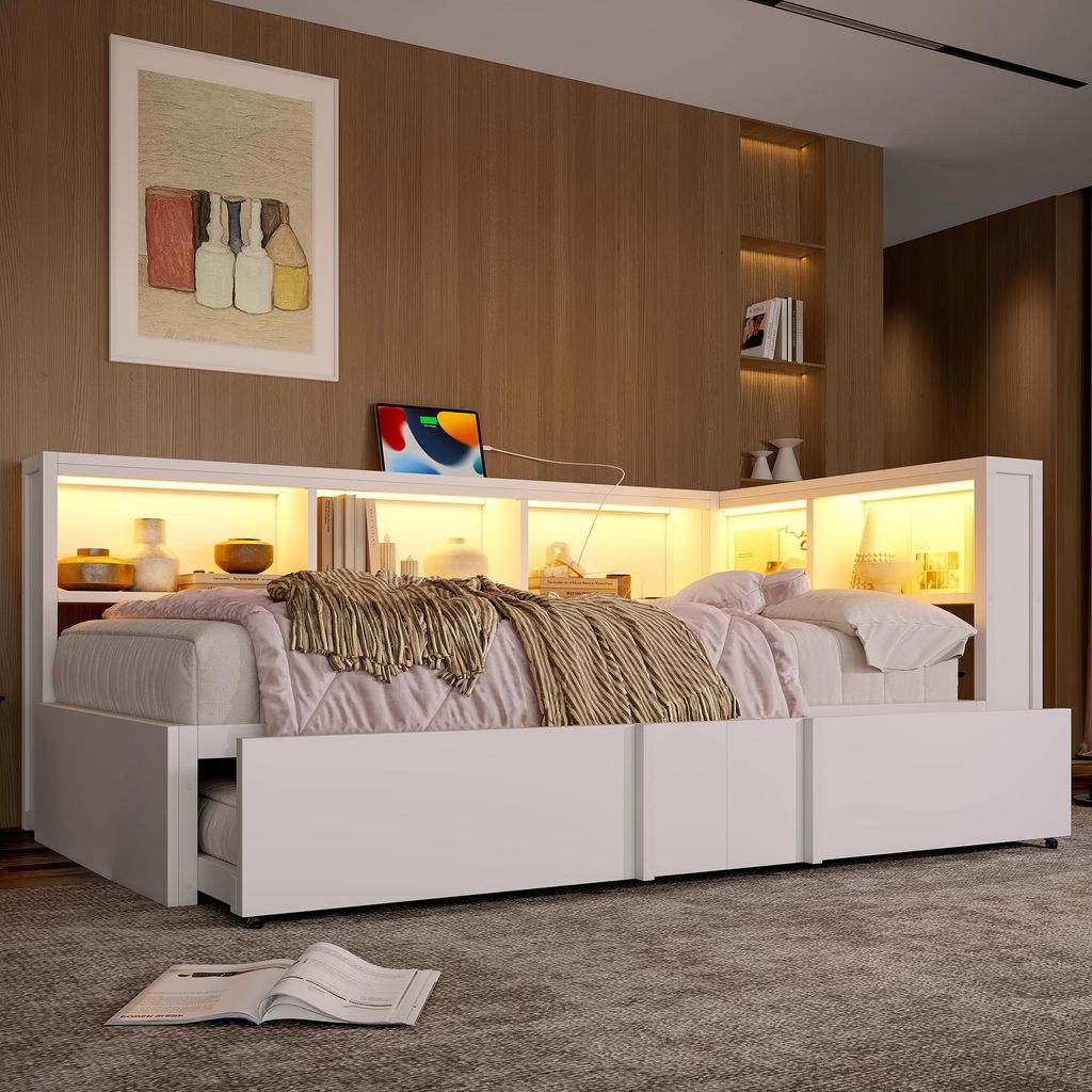 MODFU Lit Gigogne 90x200 cm - Lit Gigogne Métal Avec Image du produit 