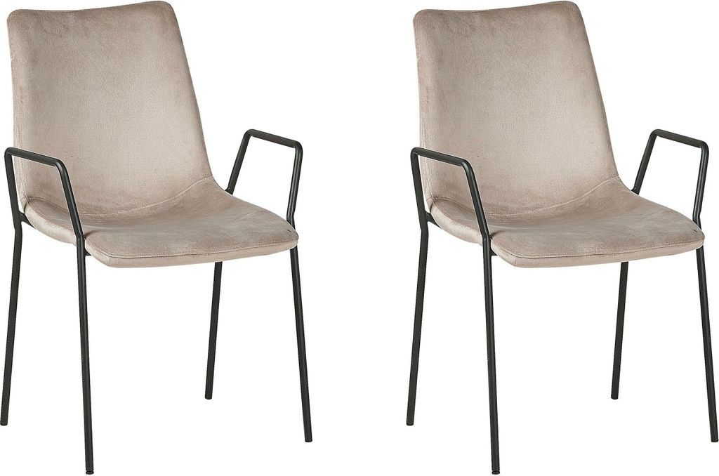 BELIANI Stuhl 2er Set Braun Samtstoff mit hoher Rückenlehne Metallgestell Modernes Design für Ess-, Wohn- und Arbeitszimmer