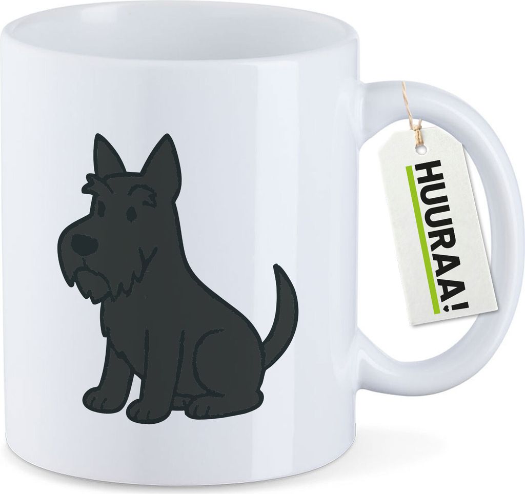 Huuraa Kaffeetasse Scottish Terrier Comic Scottie 330ml Weiß Keramik Kaffeebecher Geschenkidee