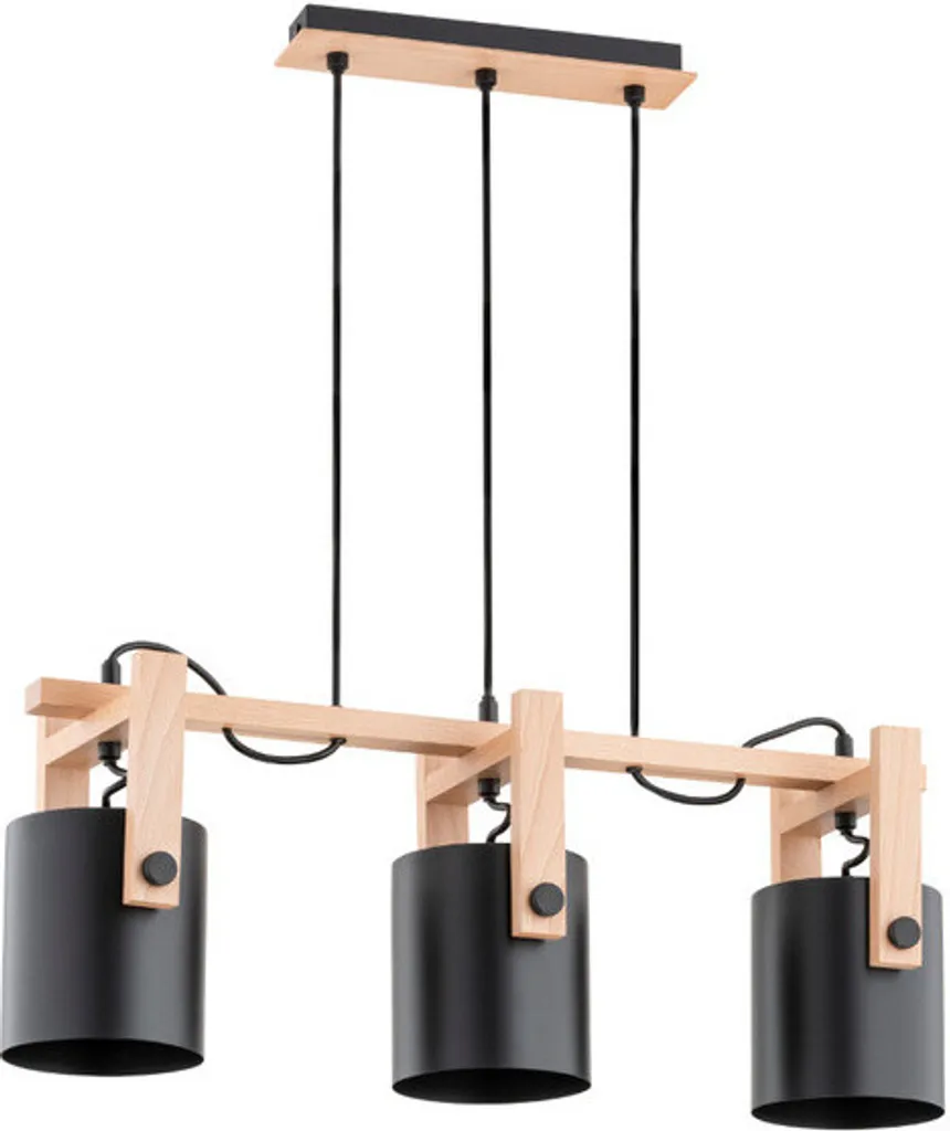 Suspension Salle à Manger 3 Lumières Bois pour Table Rectangulaire Loft