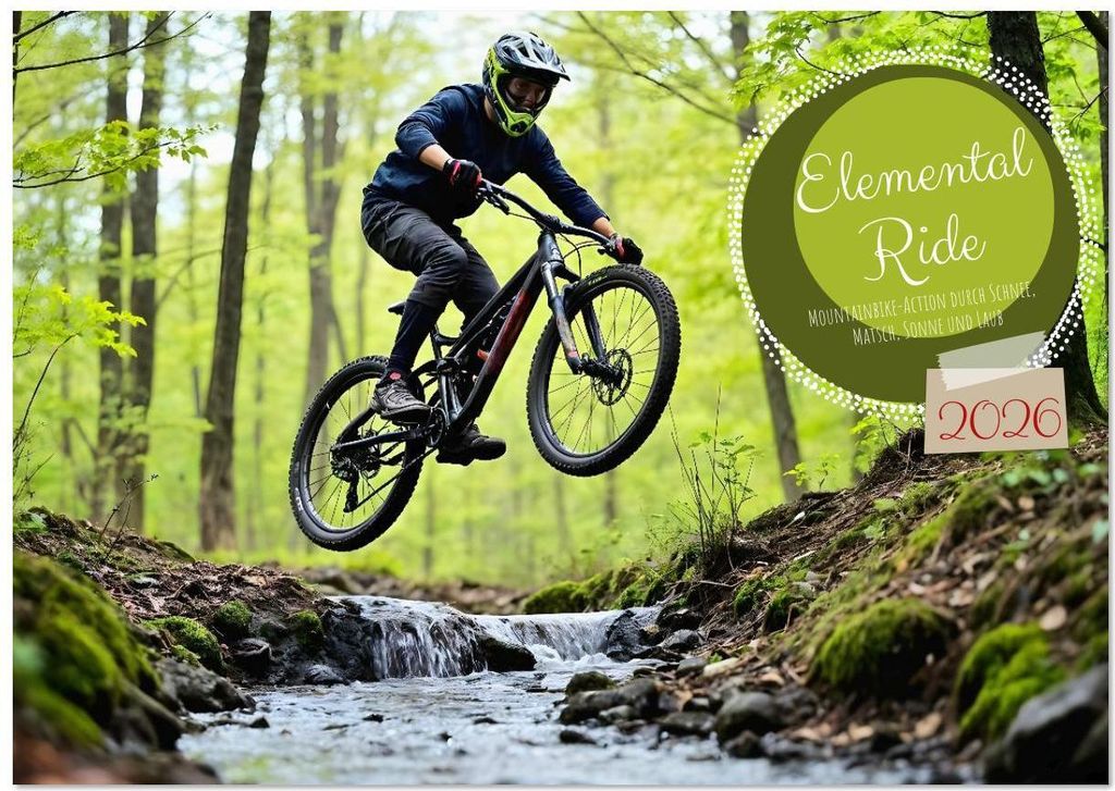 Elemental Ride. Mountainbike-Action durch Schnee, Matsch, Sonne und Laub (Wandkalender 2026 DIN A4 quer), CALVENDO Monatskalender